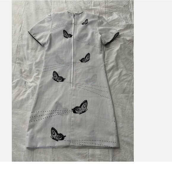 VINTAGE THE VESTED GENTRESS WHITE & BLACK BUTTERFLY DRESS - Picture 10 of 12